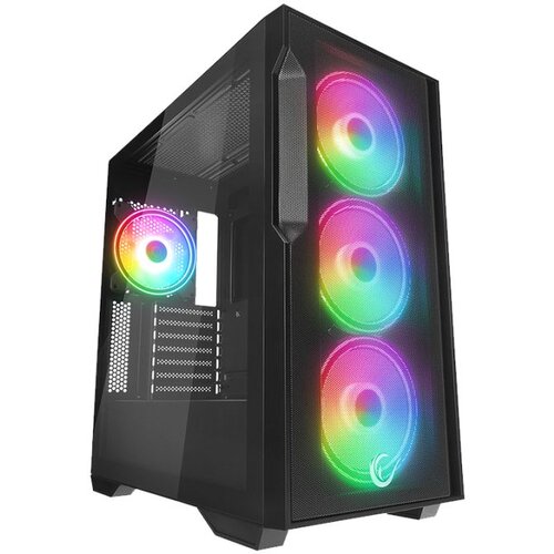  Kući&amp;scaron;te gaming RAMPAGE CRAFT CRUISER V1 Mesh Tempered Glass Black 4*14cm RGB Fan Hub Controller TYPE-C E-ATX Big-T, 40412 Slike