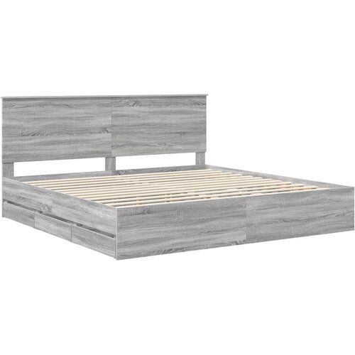  Krevetna konstrukcija Siva Sonoma 200 x 200 cm Inženjersko Drvo Slike
