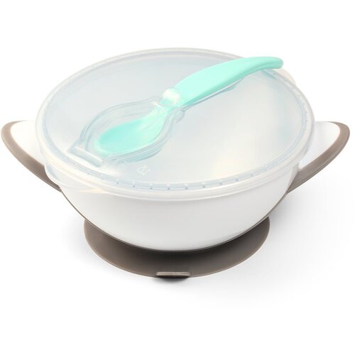 BabyOno be Active Suction Bowl with Spoon komplet pribora za jelo za djecu Grey 6 m+ 2 kom Slike