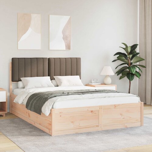 vidaXL Posteljni okvir z oblazinjenim vzglavjem Taupe 140 x 200 cm Cene