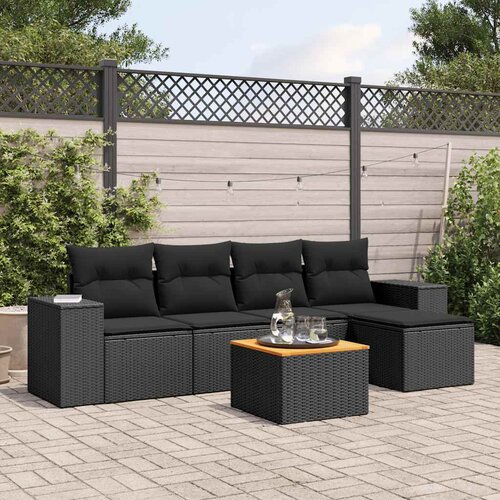  6-dijelni set vrtnih sofa s jastucima crni od poliratana Cijene