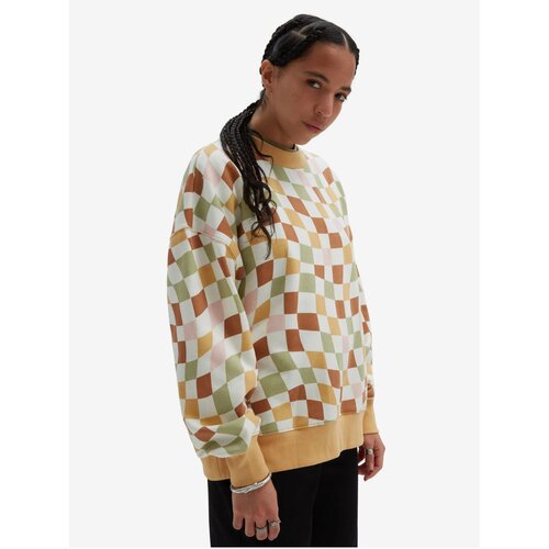 Vans White and yellow ladies checkered sweatshirt Club Slouchy - Ladies Slike