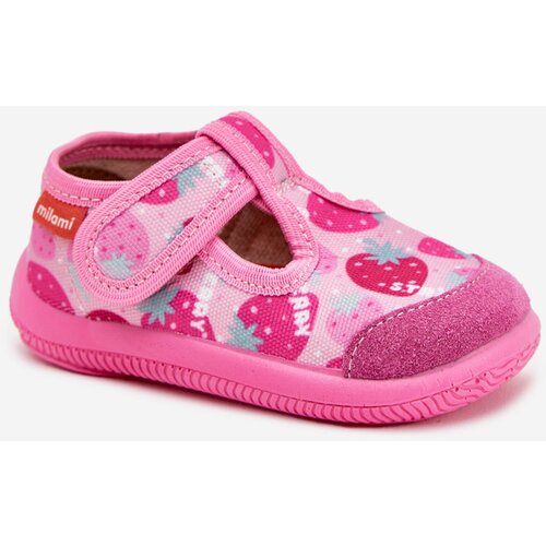 Boto Slippers Milami Children&amp;#039;s Elastic With Velcro In Strawberries Pink Ambette Slike