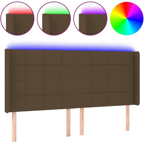 Maison Chic led posteljno vzglavje - vzglavna omarica - nočna omarica temno rjavo 183x16x118/128 cm blago, (21711898) Cene