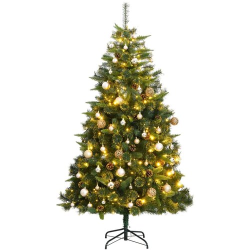 vidaXL Umetna novoletna jelka 300 LED diod in komplet bučk 210 cm Cene