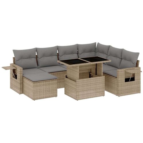 VidaXL 8-dijelni set vrtnih sofa od poliratana s jastucima bež Slike