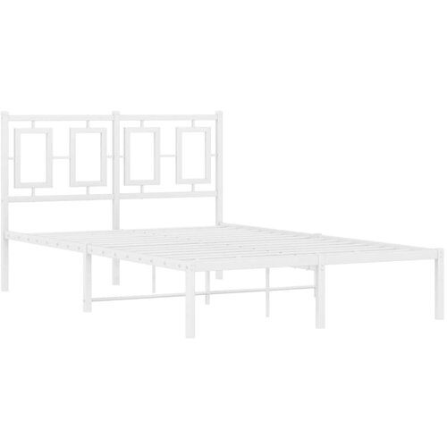  Metalni okvir za krevet s uzglavljem bijeli 120 x 190 cm Slike