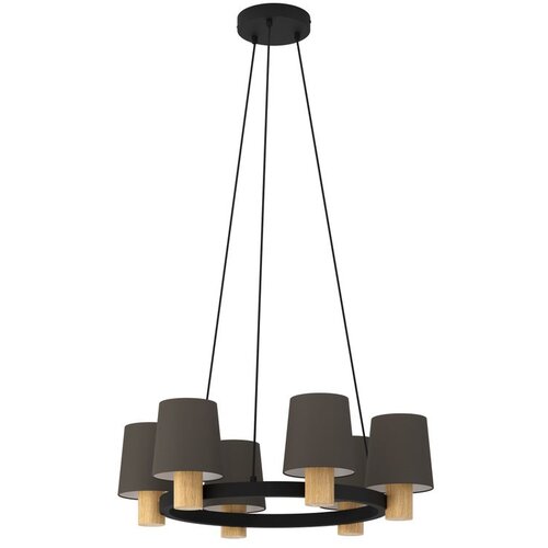Eglo Viseća lampa EDALE 6xE27 70 cm crna/drvo/cappuccino 43781 Slike