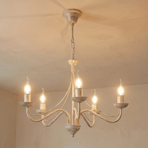  Luster na lancu ANTON 5xE14/60W/230V bela patina Slike