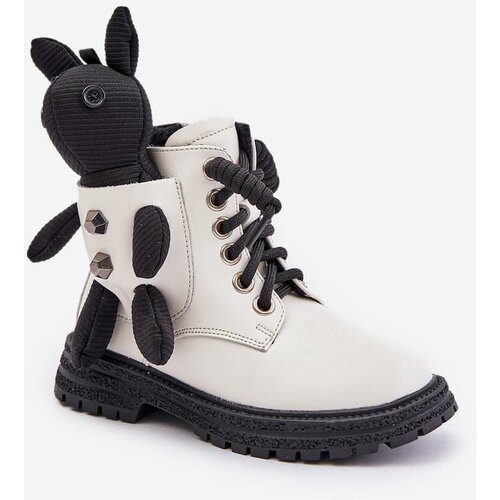 Kesi Leather insulated children&amp;#039;s ankle boots with zipper with Vinceza bear white Slike
