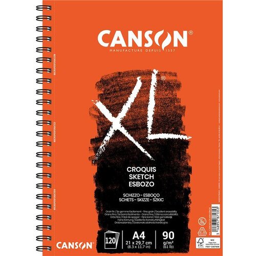Canson Skicirka spirala XL Croquis A4 90 g, 120 listna, leva spirala, (22005491) Slike