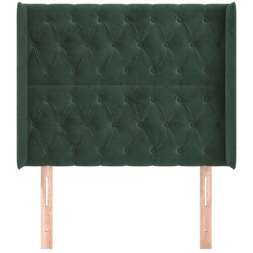  Uzglavlje s u&amp;scaron;ima tamnozeleni 103x16x118/128 cm bar&amp;scaron;unasti Slike