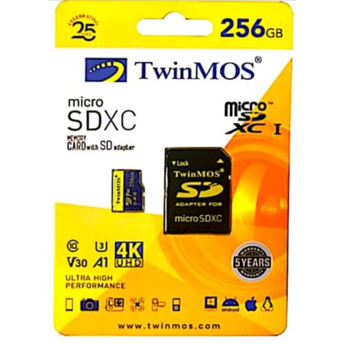 TwinMOS MicroSDXC 256GB TM256MSDXC10V30U3, UHS-3, V30 Slike
