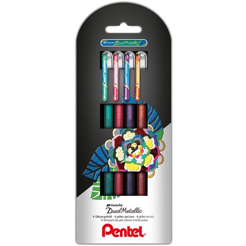 Pentel Hibridni gel roler dvojno pero, etui za 4, (21655282) Slike