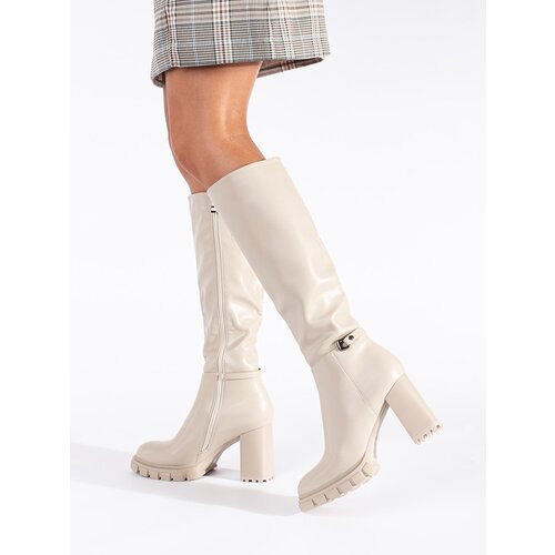 Shelvt Classic beige heeled boots Slike