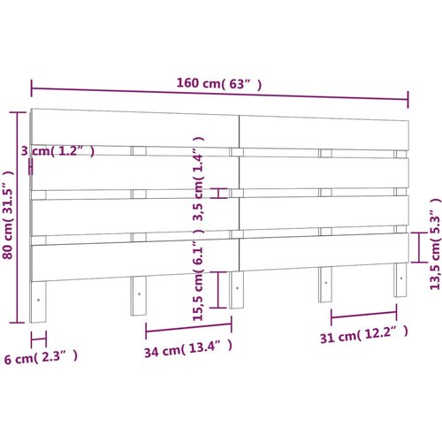  Uzglavlje 160 x 3 x 80 cm od masivne borovine Slike