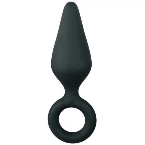 EasyToys Pointy Plug - analni dildo s prstenom za držanje - srednji (crni)