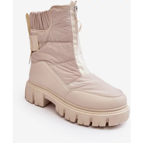 Kesi Women's light beige Hixe snow boots with zipper insulated with fur