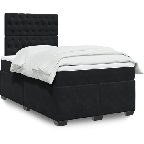 VidaXL Box spring postelja z vzmetnico črna 120x200 cm žamet Slike