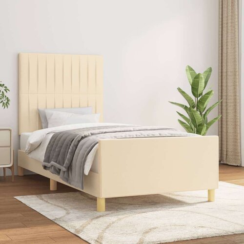  Posteljni okvir z vzglavjem krem 80x200 cm blago, (20902976) Slike