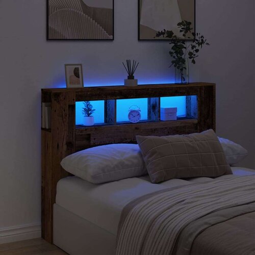 vidaXL LED uzglavlje boja drva 140x18,5x103,5 cm konstruirano drvo Cijene