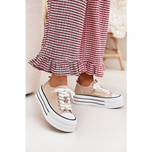 Boto Ladies Sneakers On A Platform With Golden Decorations Beige Fiorina Cijene