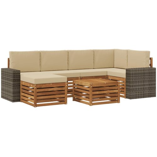 vidaXL Kotna sedežna garnitura z blazino 7 pcs Naravna in bež, (5000270735) Cene