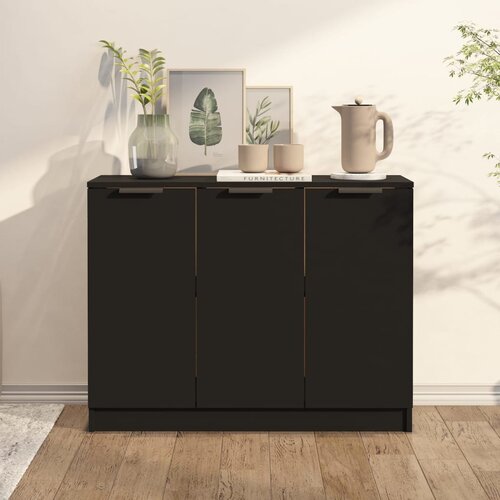 vidaXL Komoda črna 90,5x30x70 cm konstruiran les Cene
