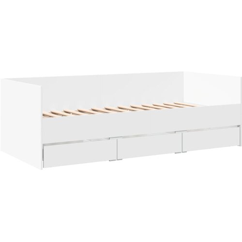 VidaXL Dnevna postelja s predali bela 90x190 cm inženirski les, (21086458) Slike