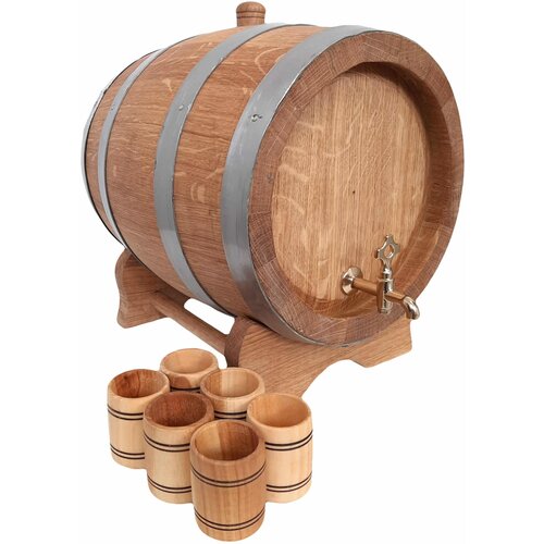  Hrastova bačva 10L + 6 ča&amp;scaron;a Slike