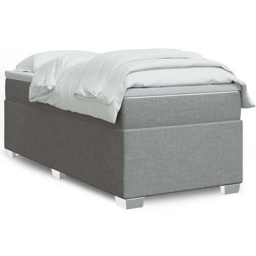 VidaXL Box spring postelja z vzmetnico svetlo siva 90x200 cm blago Slike