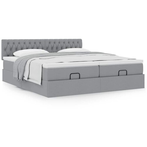 vidaXL Okvir kreveta s madracima svijetlosivi 200x200cm od tkanine Cijene