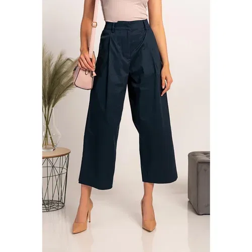 Fenzy elegantne hlače s širokimi hlačnicami mancha, temno modre