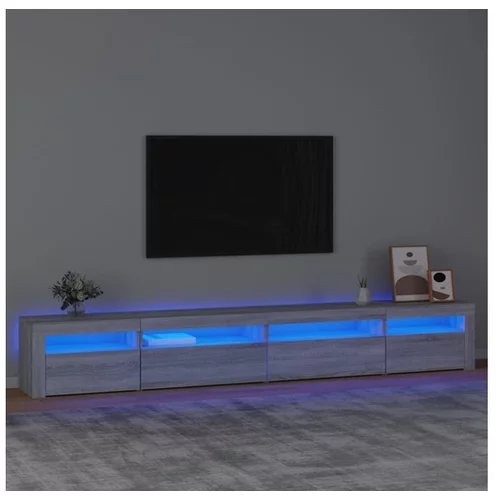  TV omarica z LED lučkami siva sonoma 270x35x40 cm