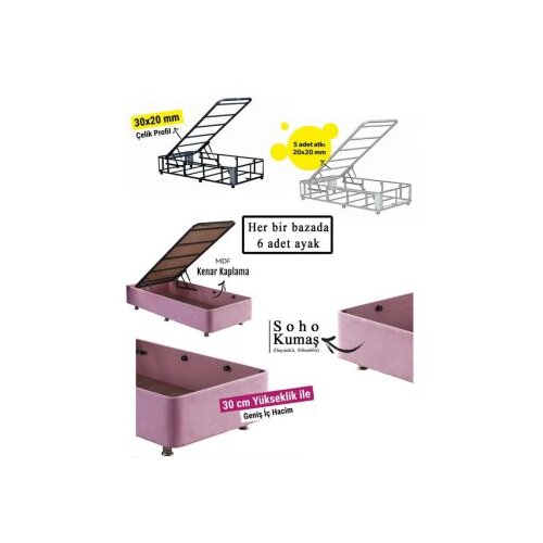 Hanah home Podloga za krevet Pinky, 100x38x200 cm, Roza Slike