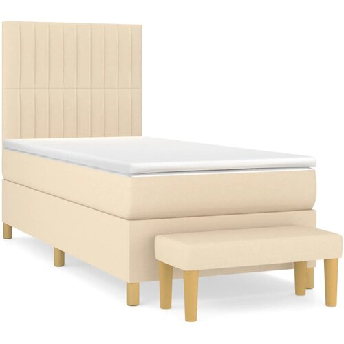  Krevet s oprugama i madracem krem 90 x 190 cm od tkanine Slike