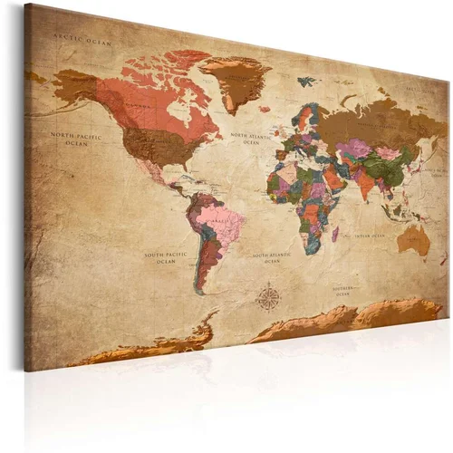  Slika - World Map: Brown Elegance 120x80