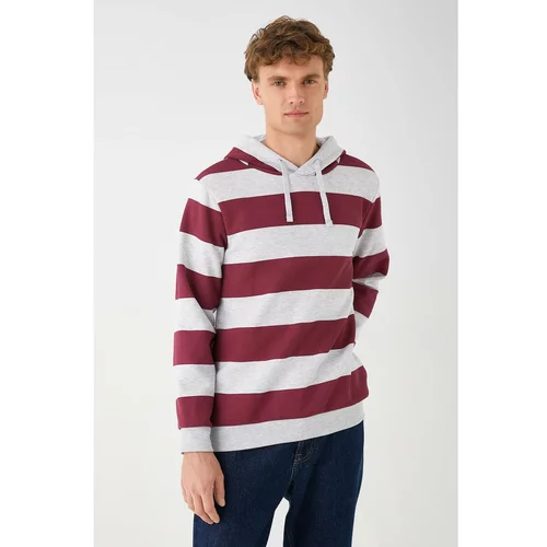 Koton Men's Claret Red Striped Sweatshirt
