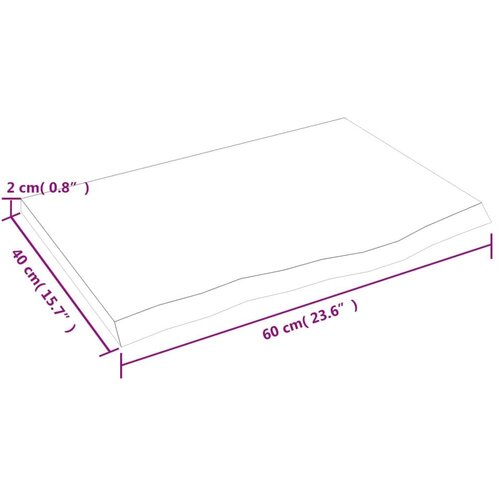 VidaXL Zidna polica 60 x 40 x 2 cm od neobrađene masivne hrastovine Slike