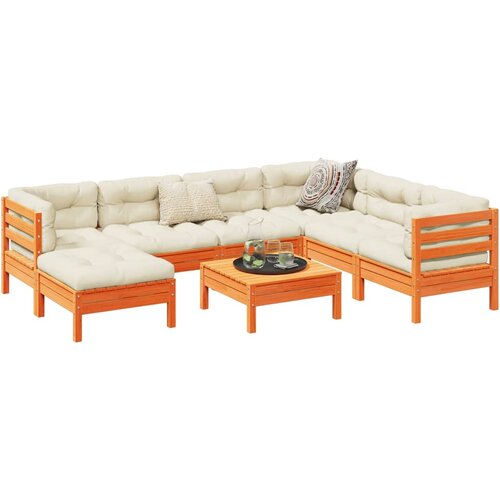 vidaXL 8-dijelni set vrtnih sofa s jastucima voštano smeđi od borovine Cijene