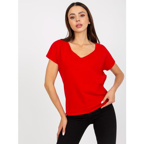 BASIC Feel Good Red cotton V-neck t-shirt BASIC Cijene