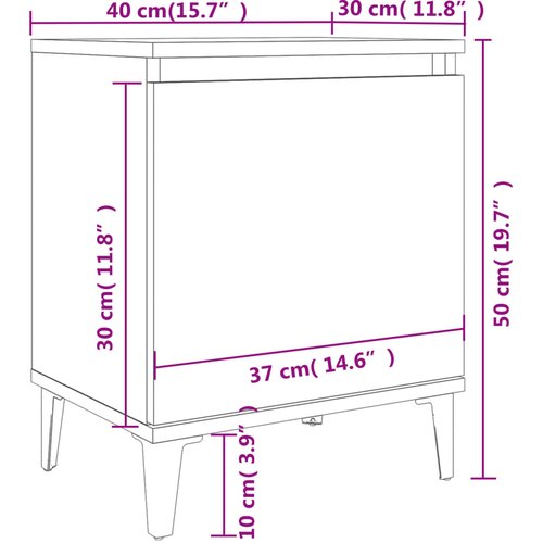  Noćni ormarići s metalnim nogama boja sivog hrasta 40x30x50 cm Slike