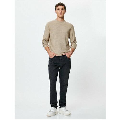 Koton Basic Knitwear Sweater Slim Fit Stand Collar Textured Long Sleeve Slike