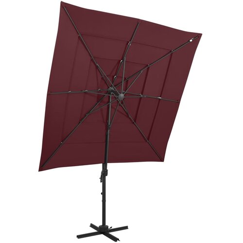  Vrtni suncobran s 4 razine i stupom 250 x 250 cm bordo Cene