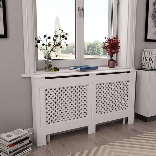 VidaXL pokrovi za radijator 2 kom bijeli 152 x 19 x 81,5 cm mdf Slike