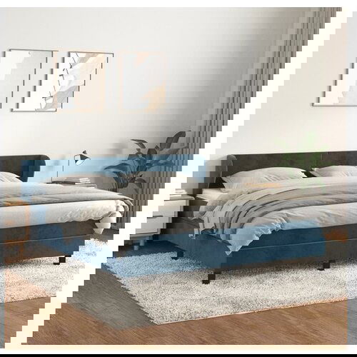 vidaXL Box spring postelja z vzmetnico temno modra 180x200 c Cene