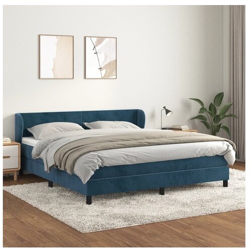 VidaXL Krevet s oprugama i madracem tamnoplavi 180x200 cm bar&amp;scaron;unasti Slike