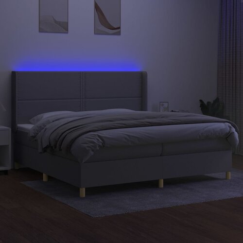 Maison Chic Box spring postelja - Vzmetna postelja z vzmetnico LED sv. siva 200x200 cm blago SL22234, (21902883) Cene
