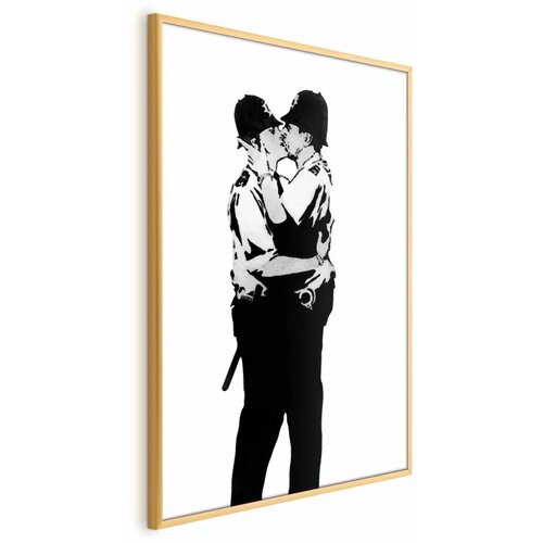  Plakat - Kissing Coppers 21x30 Zlatni okvir Cijene