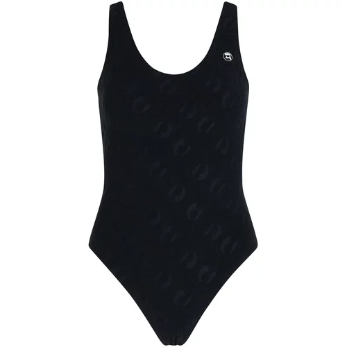 Karl Lagerfeld Jednodijelni kupaći kostim 'Ikonik' crna / bijela